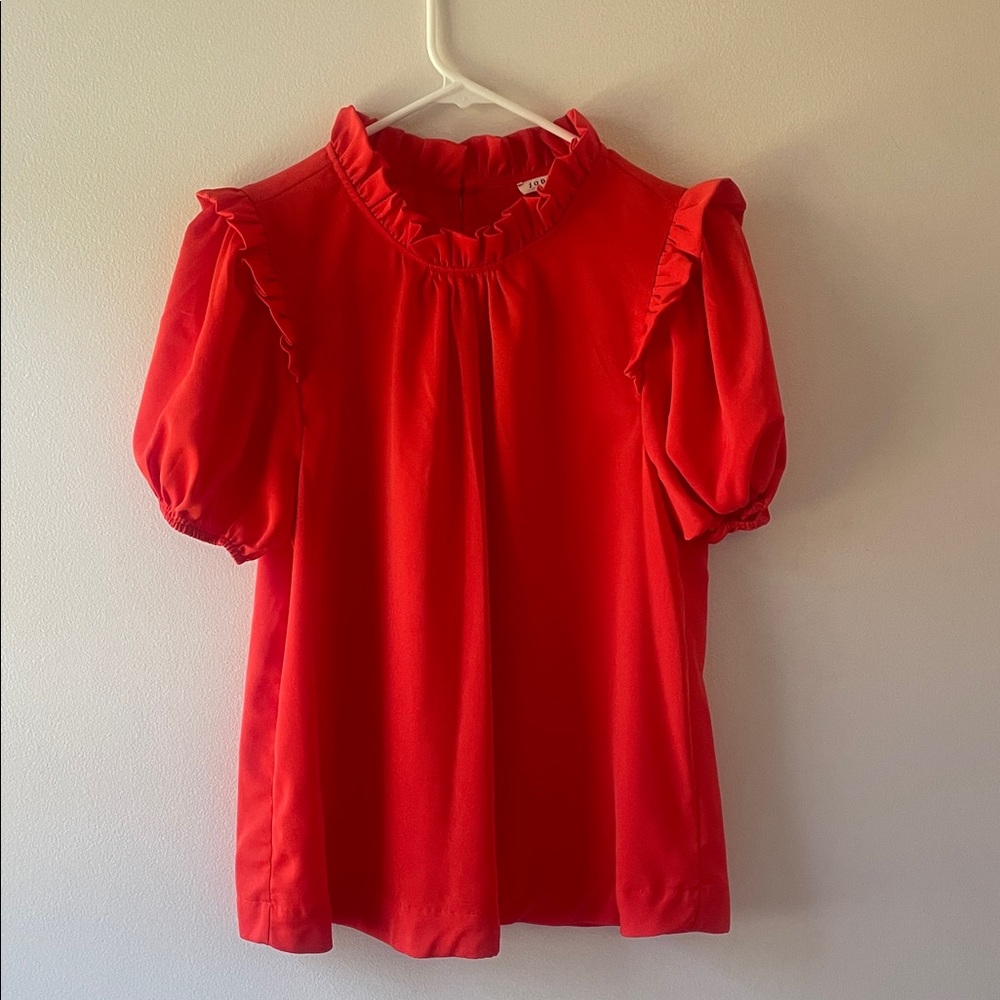 JODIFL Red Ruffle Blouse